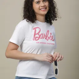 Kids Ville Girls Barbie Printed Pure Cotton Relaxed-Fit Tshirt-picture-32