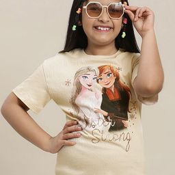 Kids Ville Frozen Printed Pure Cotton  Relaxed Fit T-Shirt-image-21