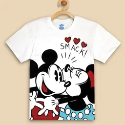 Kids Ville Girls White & Black Mickey & Friends Printed T-shirt-image-39