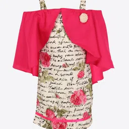 CUTECUMBER Cream-Coloured & Magenta Floral Lace A-Line Dress-picture-20