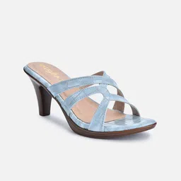 VALIOSAA Blue Embellished Stiletto Sandals-image-70