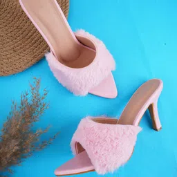 Try Me Fur Open Toe Slim Heels-35