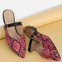 Allen Solly Woman Pointed Toe Printed Mules Flats With Buckles-19