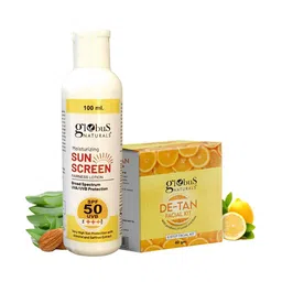 Globus naturals 2-Pcs Moisturizing Sunscreen Lotion 100ml & De-Tan Facial Kit 40g Combo-17
