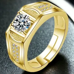 MYKI Men Gold-Plated CZ-Studded Adjustable Finger Ring-19