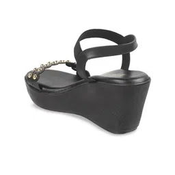 Metro Embellished Open Toe Wedges With Backstrap image 2