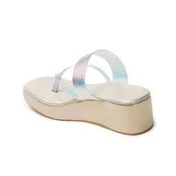 KIRAVI Shiny Textured Open Toe Wedges image 3