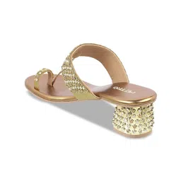 Metro Embellished Open One Toe Block Heels image 5