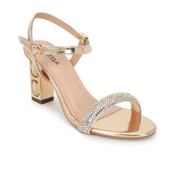 Truffle Collection Embellished Open Toe Block Heels image 5