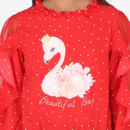 CUTECUMBER Red Print Ruffles Georgette Top image 5
