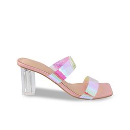 Mochi Pink & Transparent Printed Block Heels image 3