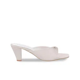 Mochi Beige Block Heels with Bows image 2