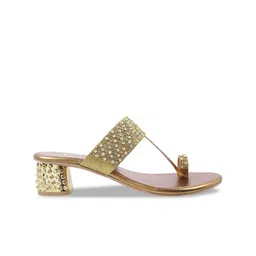 Metro Embellished Open One Toe Block Heels image 4