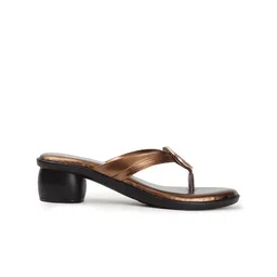 Mast & Harbour Copper-Toned Textured Open Toe Block Heels image 2