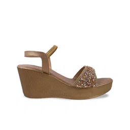 Metro Embellished Open Toe Wedges With Backstrap image 4
