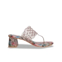 Zyla Textured Open Toe Block Heels image 2