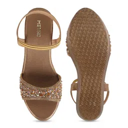 Metro Embellished Open Toe Wedges With Backstrap image 3