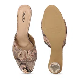 Truffle Collection Textured Embellished Open Toe Block Heels image 3