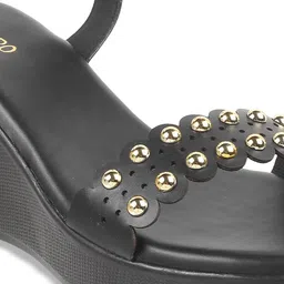 Metro Embellished Open Toe Wedges With Backstrap image 3