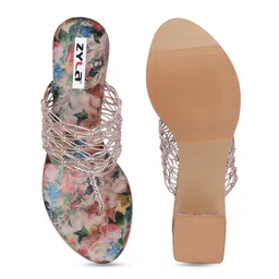 Zyla Textured Open Toe Block Heels image 3