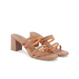 SHUZ TOUCH Textured Open Toe Block Heels image 5