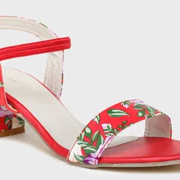 Funku Fashion Red & White Printed Block Sandals image 5