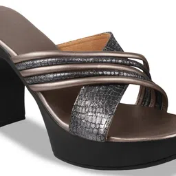 Try Me Striped Open Toe Block Heels image 5