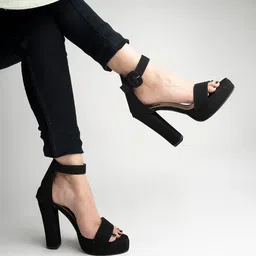 Stylestry Open Toe Suede Platform Heels image 1
