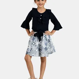 Peppermint Girls Blue & Grey Top with Skirt-image-30