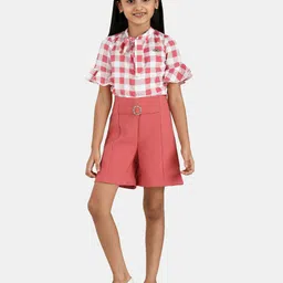 Peppermint Girls Mauve & White Checked Top with Shorts-image-21