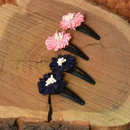 FUNKRAFTS Girls Black & Pink Set of 4 Tic Tac Hair Clips-image-90