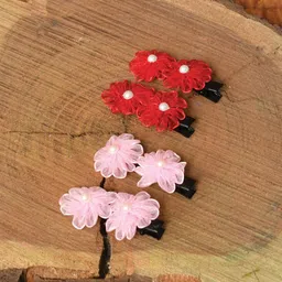 FUNKRAFTS Girls Pink & Red Set of 4 Alligator Hair Clip-25