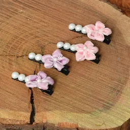 FUNKRAFTS Girls Purple & Pink Set of 4 Beaded Alligator Hair Clip-18