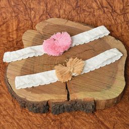 FUNKRAFTS Girls White & Pink Set of 2 Macrame Headband-51