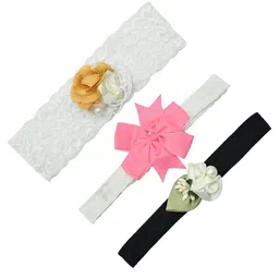 FUNKRAFTS Girls White & Black Set of 3 Embellished Ponytail Holders-52