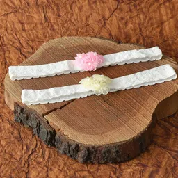 FUNKRAFTS Girls Set of 2 White & Yellow Lace Headband-22