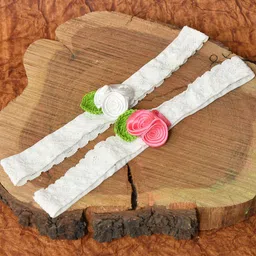FUNKRAFTS Girls White & Pink Lace Hairband Set Of 2-43