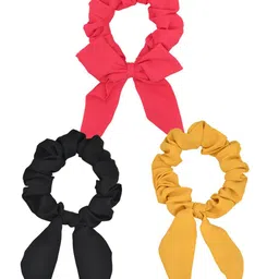 FUNKRAFTS Girls Yellow & Red Set of 3 Scrunchies with Bow-28
