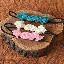 FUNKRAFTS Girls Cream Pink and Teal Pack of 3 Fabric Hairband-42