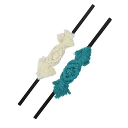FUNKRAFTS Girls White & Blue Set of 2 Trendy Macrame Hairband image 3