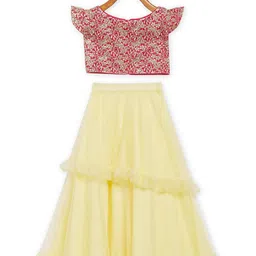 Ethnovog Girls Pink  Yellow Embroidered Made to Measure Lehenga  Choli-image-52