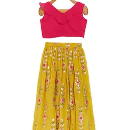 Ethnovog Girls Pink  Yellow Ready to Wear Lehenga  Blouse-image-66