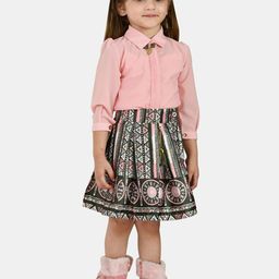 Peppermint Girls Pink & Black Shirt with Skirt-image-73