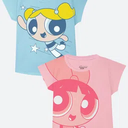 YK Warner Bros Girls Pack Of 2 Powerpuff Girls Printed Tops-picture-18