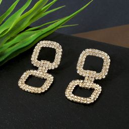 AccessHer Women Gold-Plated & White Square Drop Earrings-43