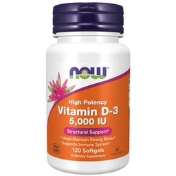 Now Vitamin D3 (5000 IU),  120 softgels  Unflavoured -62