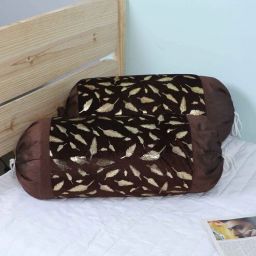 mfd home furnishing Brown Velvet Floral 16x34 inches Bolster Covers (Pack of 2)-picture-30