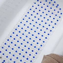 obsessions Blue Solid PVC 35x16 Inches Antiskid Shower Bath Mat-picture-46