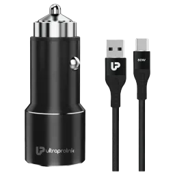 ultraprolink Mach 125 125 Watts 2 USB Ports Type C and Type A Car Charging Adapter with Cable (Multi Layer Protection, UM1160, Black)-picture-9