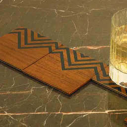 perenne design Chevron Brown & Black Wood & Veneer (Set of 6 ) Coasters-picture-41